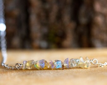 Raw Opal Necklace - Raw Stone Necklace - October Birthstone Necklace - Libra Gift - Libra Birthday - Raw Stone Necklace