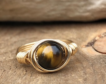 Meditation Ring - Worry Ring - Stress Ring - Protection Ring - Tiger Eye Ring - Courage Ring - Tiger Eye Jewerly - Protection Jewelry