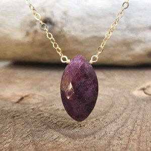 Ruby July Birthstone Pendant Necklace - July Birthday Gift for Her - Raw Stone Necklace - Healing Crystals - July Birthstone Necklace