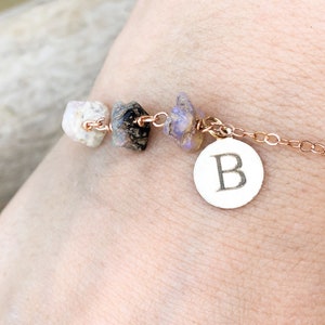 October Birthstone Bracelet - Raw Opal Bracelet - Raw Stone Bracelet - Healing Crystal Bracelet - Gift for Her - Engraved Bracelet