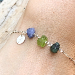 Custom Birthstone Bracelet - Raw Crystal Bracelet - Raw Stone Bracelet - Gift for Mom - Gift for Wife - Birthstone Gift for Her - Engraved