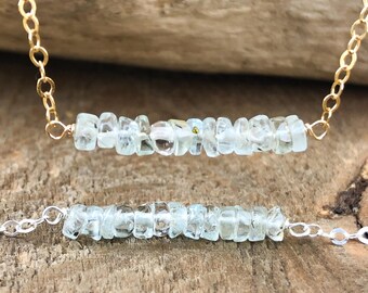 March Birthstone Necklace - Raw Aquamarine Jewelry - Aquamarine Necklace - March Birthstone Gift - Gift for Her - Healing Crystal Necklace