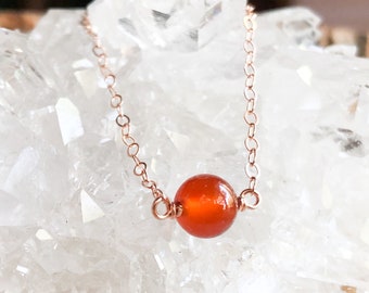 Carnelian Necklace - Delicate Carnelian Jewelry - Carnelian Pendant - Sacral Chakra Necklace - Healing Necklace - July Birthstone