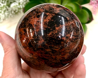 Mahogany Obsidian Sphere 72mm AFZ - Obsidian Sphere - Crystal Grid - Protection Stone - Meditation Stone - Solar Plexus Chakra - Root Chakra