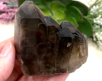 Raw Smoky Quartz Cluster 59mm ASP - Crystal Grid - Altar Decor - Purification Crystal - Intuition - Grounding