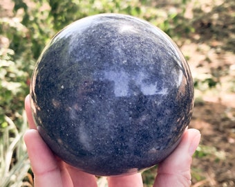 Lazulite Sphere 84mm  ADX - Third Eye & Throat Chakra Stone - Blue Healing Stone - Crystal Grid - Altar Decor - Meditation Crystal