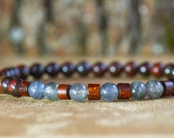 Labradorite Bracelet, Tiger Iron Bracelet, Men's Bracelet, Mens Bracelet, Bracelet for Him, healing stones, gift for him, reiki jewelry