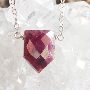 Ruby Pendant Necklace - Red Stone Necklace - July Birthstone Necklace - Ruby Jewelry - Healing Crystal Necklace