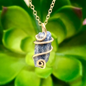 Raw September Birthstone - Dainty Sapphire Necklace - Raw Sapphire Necklace - Raw Stone Necklace - Raw Sapphire Jewelry