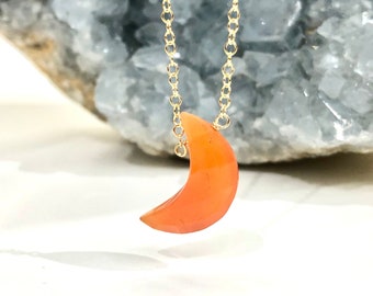 Dainty Carnelian Moon Necklace - Sacral Chakra Healing Necklace