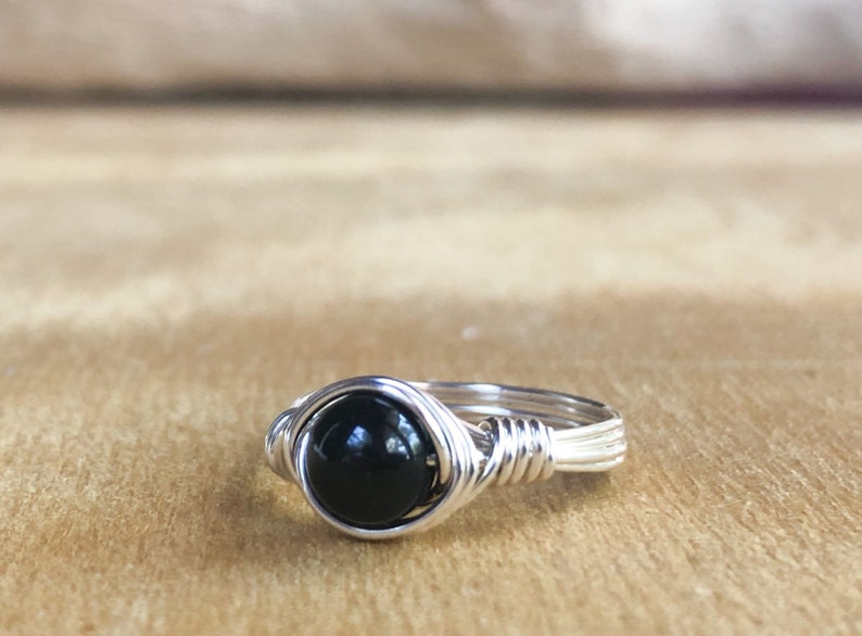 Black Tourmaline Protection Ring Black Tourmaline Jewelry October Birthstone Gift for Her Crystal Ring Protection Jewelry image 2