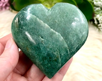 Green Aventurine Heart 67mm ASO - Heart Chakra Stone - Healing Crystal - Reiki Crystal - Crystal Grid - Green Chakra Stones - Altar Decor