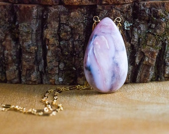 Pink Peruvian Opal Necklace - Real Opal Necklace - October Birthstone Necklace - Libra Gift For Her - Libra Necklace - Stone Necklace