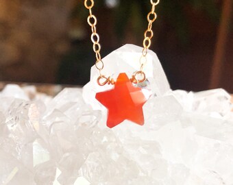 Dainty Carnelian Necklace - Sacral Chakra Necklace - Healing Necklace - Carnelian Jewelry - July Birthstone - Celestial Jewelry