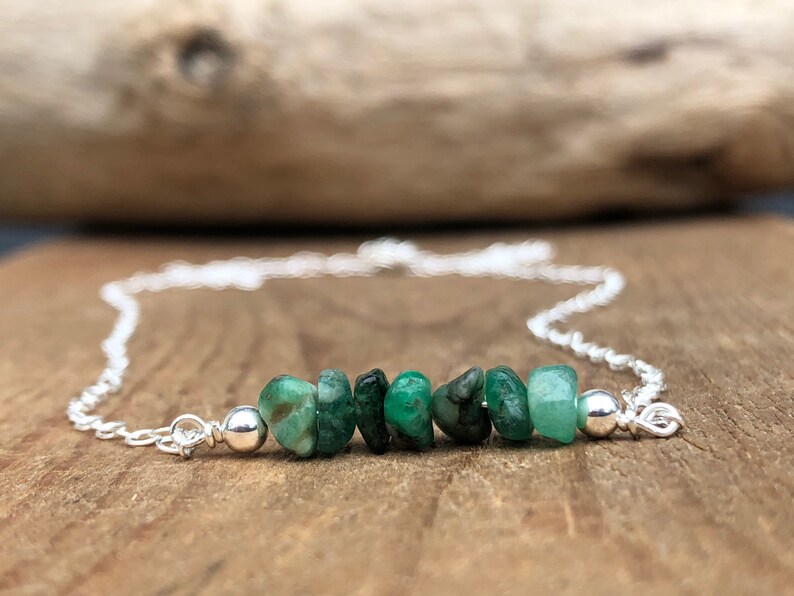 May Birthstone Necklace May Birthstone Jewelry Raw Crystal Necklace Taurus Necklace Emerald Necklace Raw Emerald Necklace