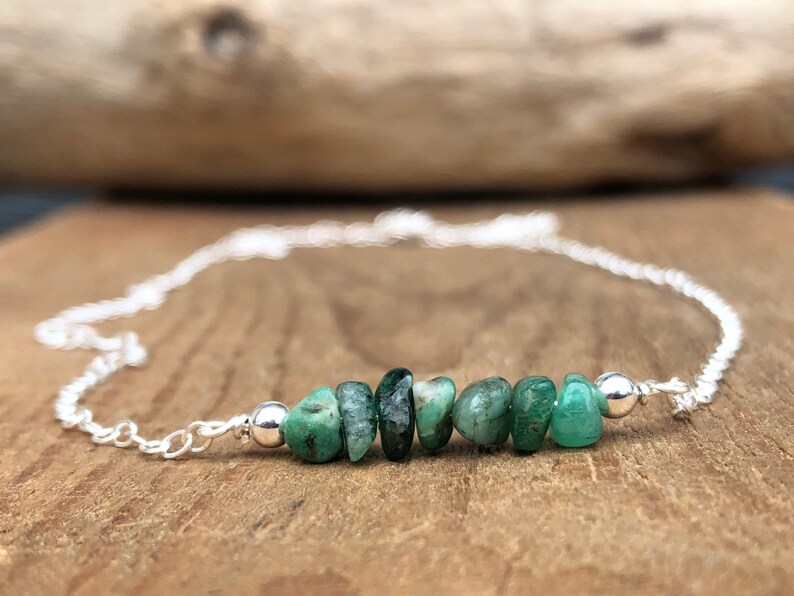 May Birthstone Necklace May Birthstone Jewelry Raw Crystal Necklace Taurus Necklace Emerald Necklace Raw Emerald Necklace