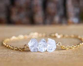April Birthstone Bracelet - Raw Crystal Quartz Bracelet - Raw Crystal Bracelet - Healing Crystal Bracelet - Gift for Her