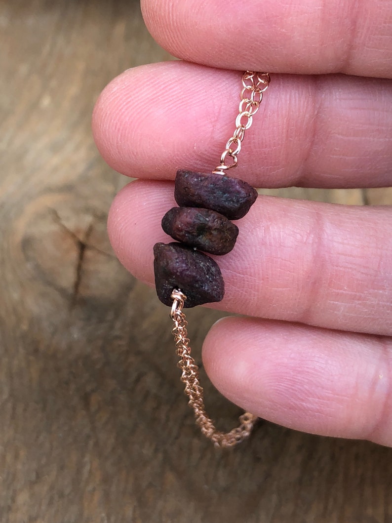 Crystal Bracelet Birthday Gift for Her July Birthstone Bracelet or Anklet- Raw Ruby Bracelet Raw Stone Bracelet Raw Crystal Bracelet