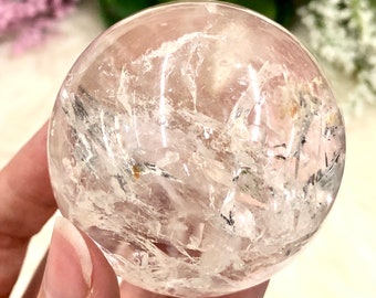 Crystal Quartz Sphere 55mm AKO - Clear Quartz Ball - Quartz Sphere - Crystal Grid - Altar Decor - Reiki - Manifestation Stone