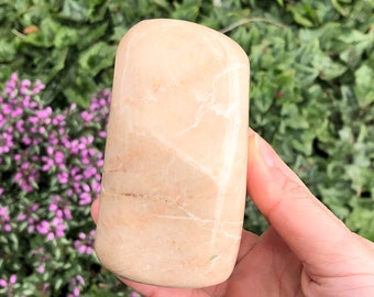 Peach Moonstone 88mm XV - Peach Moonstone Self Standing freeform - Crystal Grid - Altar Decor - Heart & Solar Plexus Chakra Crystal