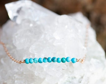 Real Turquoise Necklace - Turqoiuse Jewelry - December Birthstone Necklace - December Gift for Her - Dainty Drop Necklace - Stone Neckla