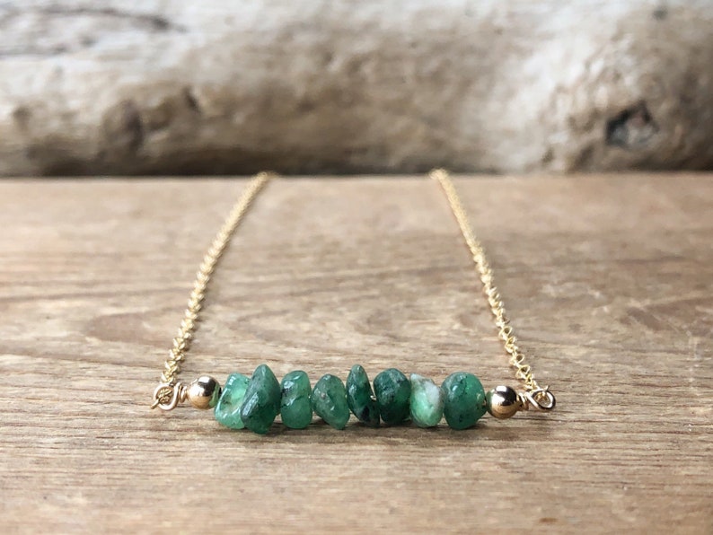 May Birthstone Necklace May Birthstone Jewelry Raw Crystal Necklace Taurus Necklace Emerald Necklace Raw Emerald Necklace
