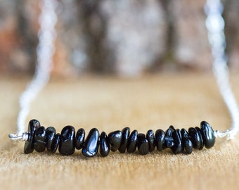 Black Tourmaline Necklace - Raw Stone Necklace - Empath Protection Necklace - Tourmaline Jewelry - October Birthstone - October Gift for Her