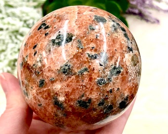 Orthoclase Sphere 75mm ZU - Crystal Grid - Altar Decor - Positivity Crystal - Boho Decor - Reiki Healing Crystal