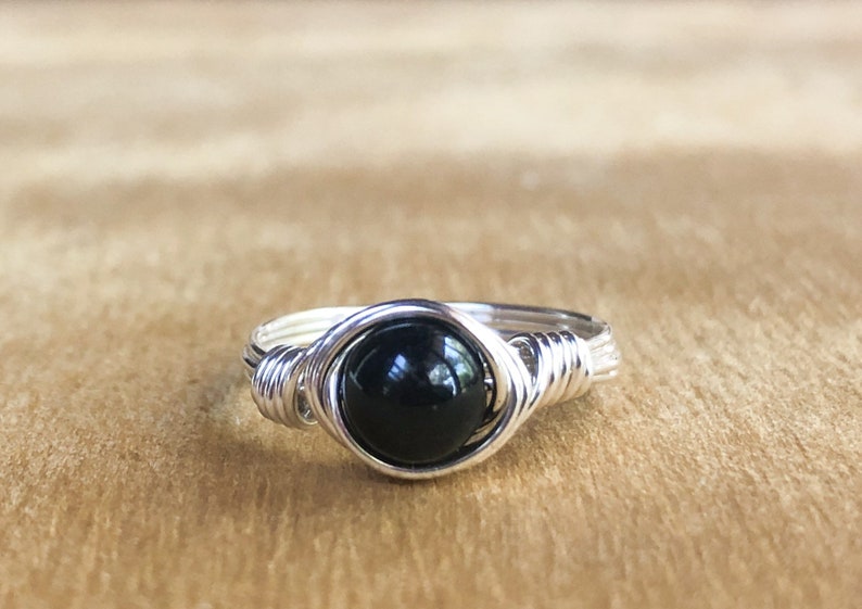 Black Tourmaline Protection Ring Black Tourmaline Jewelry October Birthstone Gift for Her Crystal Ring Protection Jewelry image 1