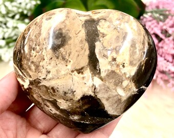 Black Opal Heart 79mm AAI - Protection Stone - Root Chakra Stone - Healing Crystals - Altar Stone - Crystal Grid - Meditation Stone