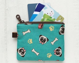 Coin Purse Dog Lover Gift Cute Coin Purse Kids Card Wallet Card Holder Small Zipper Pouch Handmade Gift for Her Green Zipper Pouch for Girls