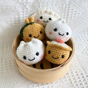Crochet Xiao Long Bao Dimsum Crochet Handmade Xiao Long Bao Dumpling Crochet Xiao Long Bao Plushie Crochet Dimsum Keyring Crochet Food Set