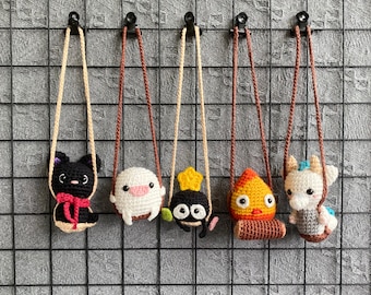 Accessori da appendere all'auto ispirati allo Studio Ghibli, ciondolo per specchietto retrovisore, regalo per neopatentati, decorazione per auto all'uncinetto, regalo per il migliore amico.
