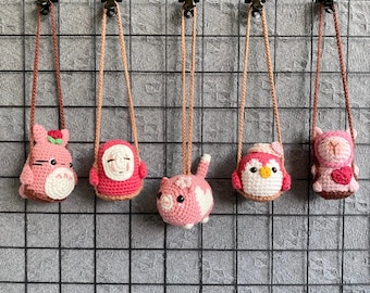 Ciondolo per specchietto retrovisore ispirato allo Studio Ghibli, accessorio da appendere in auto per San Valentino, ideale per i neopatentati, decorazione per auto all'uncinetto, regalo per la migliore amica.