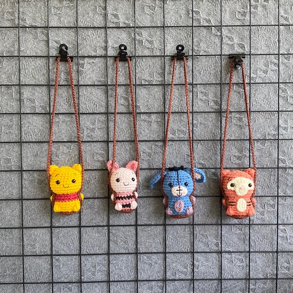 Car Hanger Crochet Honey Bear Pooh Rearview Mirror Charm Gift for