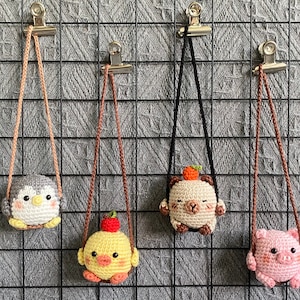 Crochet Animal Car Hanger: Capybara, Penguin, Duck, Piggy