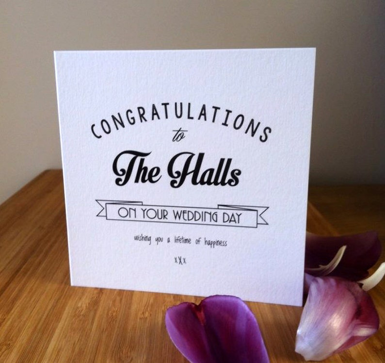 Wedding Card Personalised Congratulations to the bride and groom Newlyweds Printed modern greetings card