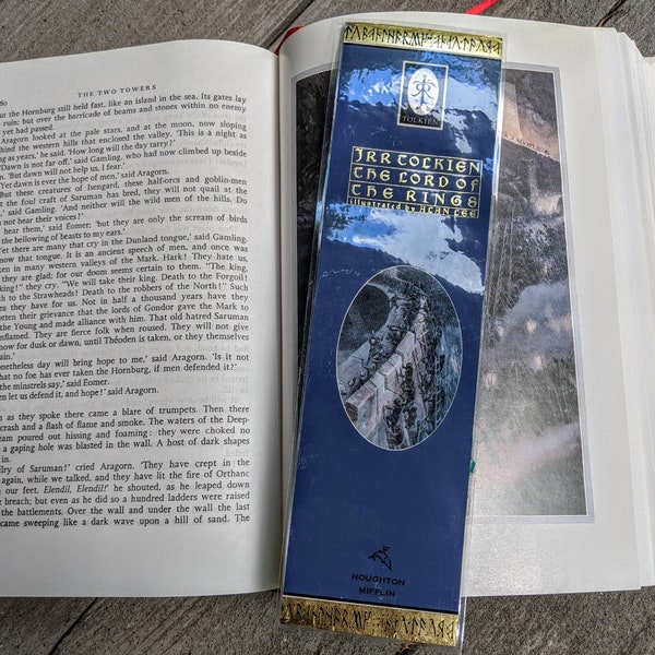 Lord of the Rings bookmark, book cover, laminated with futhark runes