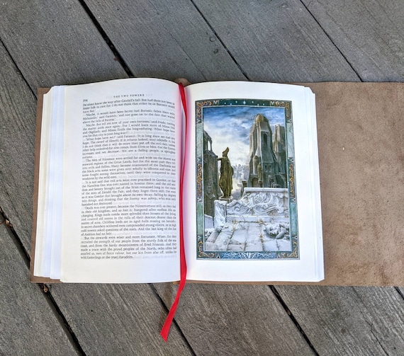 Libro ilustrado de cuero de El Senor de los Anillos de JRR Tolkien Alan Lee contiene La Comunidad de los Anillos Las Dos Torres y El Retorno del Rey Etsy Mexico