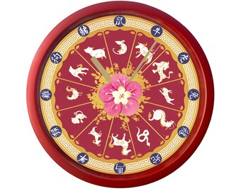 Chinese Zodiac Clock - Lunar New Year Art - Year of the Ox - Zodiac Animals - Lunar New Year Decor