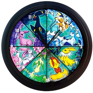 Eeveelution Clock - Eeveelution Gifts - Kids Room Decor - Eevee Decor - Eevee Clock - Eeveelution Decor - Gameroom Decor