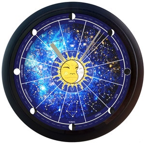 Astrology Clock - Zodiac Clock - Constellation Art - Zodiac Gift - Celestial Decor - Sun and Moon Art - Astrology Gift