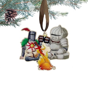 Sunbros Ornament - Wooden Christmas Ornament - Souls Series Christmas Ornament - Geek Christmas Decor - Video Game Ornament - Praise the Sun