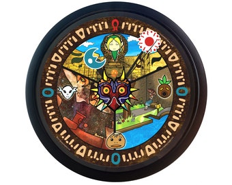 Reloj de máscara de Majora - Leyenda de Zelda - Decoración de videojuegos - Reloj ClockTown - Decoración de Zelda - Decoración de juegos retro - Reloj de leyenda de Zelda