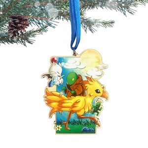 Final Fantasy Ornament - Wooden Christmas Ornament - Final Fantasy Christmas Ornament - Geek Christmas Decor - Video Game Ornament