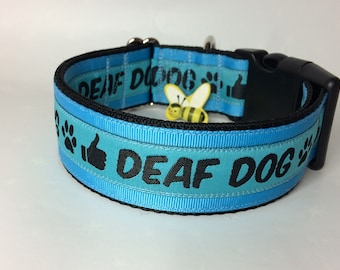 Turquoise Deaf Dog Collar - Clip Style - Turquoise - Small Medium Large