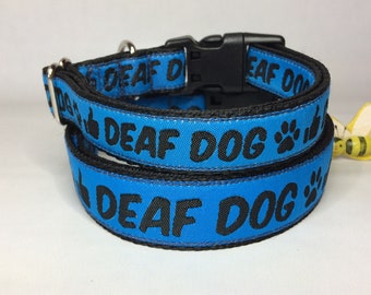 Blue Deaf Dog Collar - Clip Style - Blue - Small Medium Large