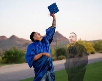 Add a deceased loved one to a Graduation photo departed family member added to a photo spiritual memorial photo deceased family member