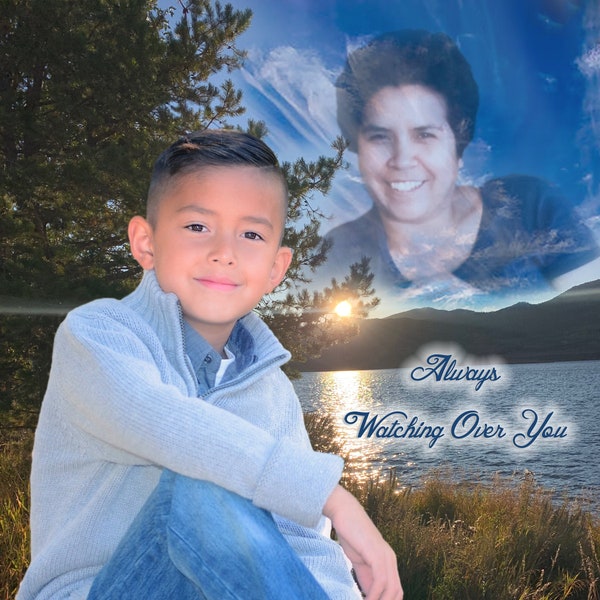 Add Add a deceased departed loved one to a photo family member added to a photo spiritual memorial photo deceased family member added
