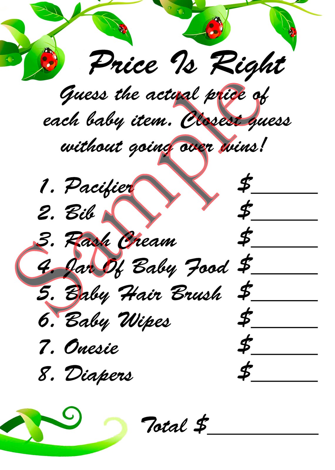 Ladybug PRINTABLE Baby Shower Games Instant Download 4 Games - Etsy